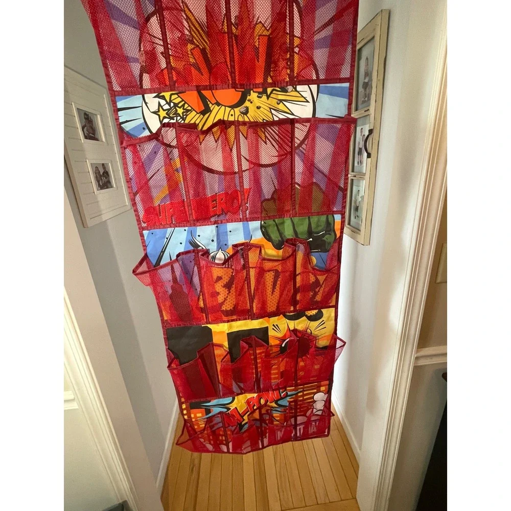 Superhero Over The Door Shoe Organizer 24 Mesh Pockets Comic Book Kids Storage
